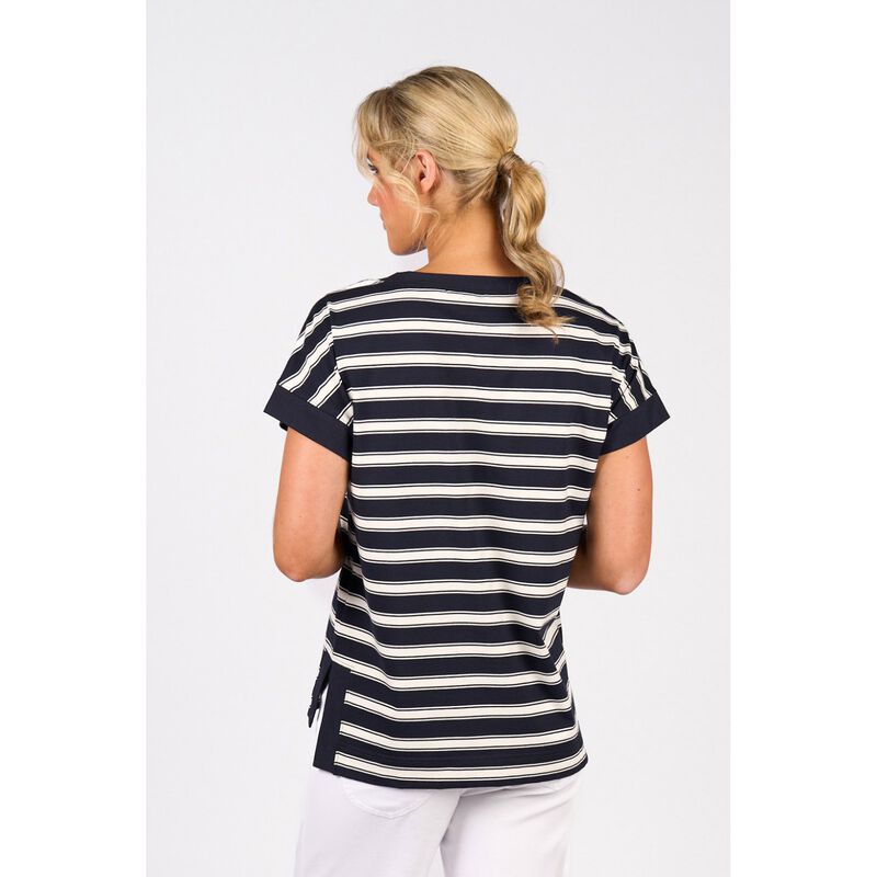 Vassalli Striped Drop Sleeve Top With Stepped Hem image number 1